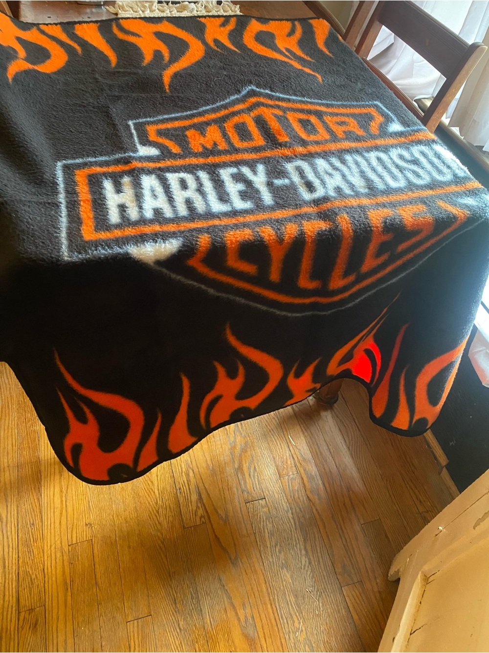 Harley-Davidson Black and Orange Flame Logo Blanket